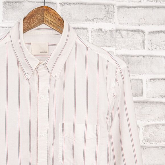 BAND OF OUTSIDERS Men's Button Down Shirt Oxford White Striped Size 3 - Picture 4 of 7